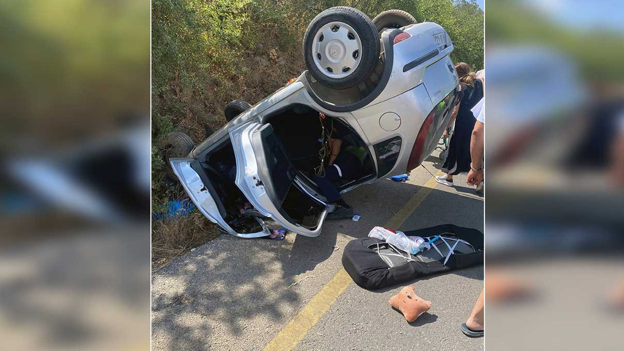 Araç takla attı. Yaralılar var