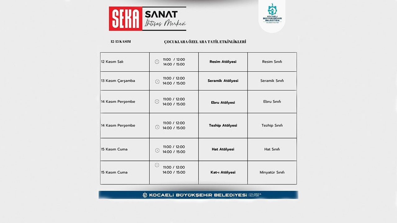 Öğrenciler ara tatili sanatla geçirecek