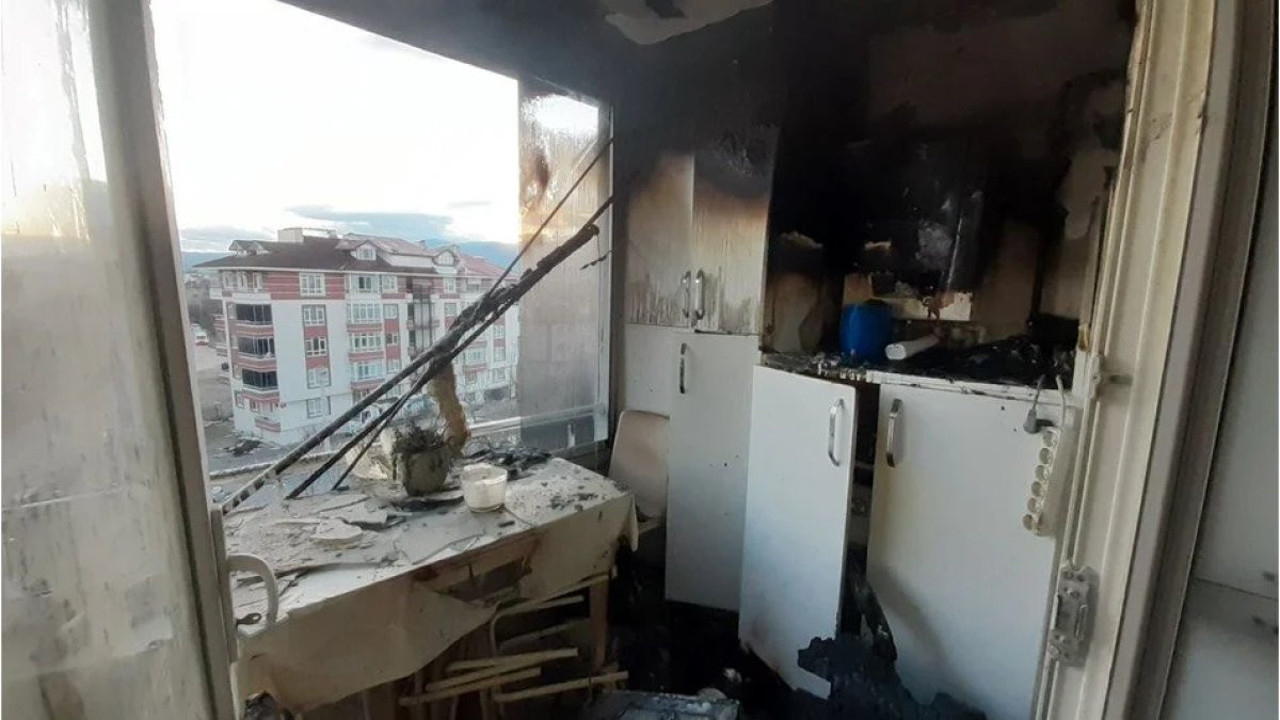 Bolu'da doğal gaz kombisinden yangın çıktı