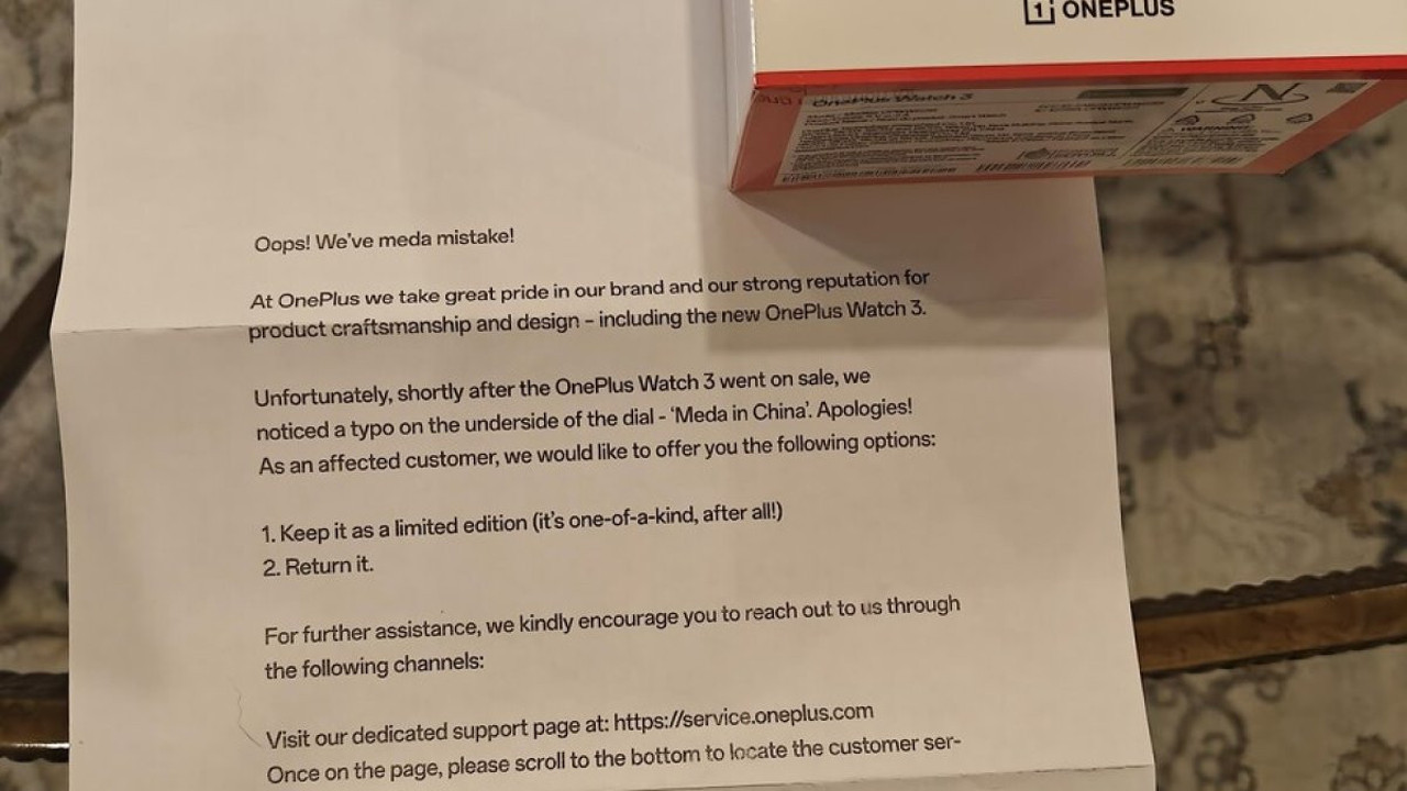 OnePlus yazım hatasından dolayı özür diledi