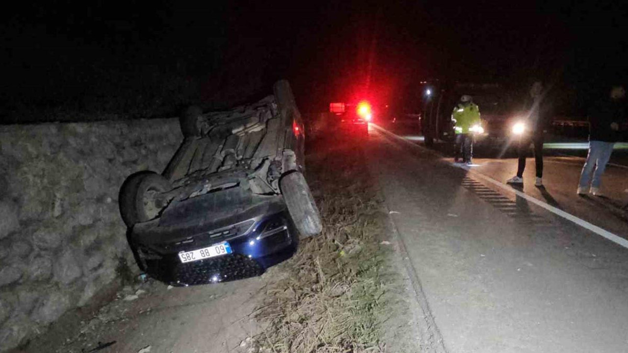 Tokat'ta feci kaza! Takla atan cipten sağ kurtuldular