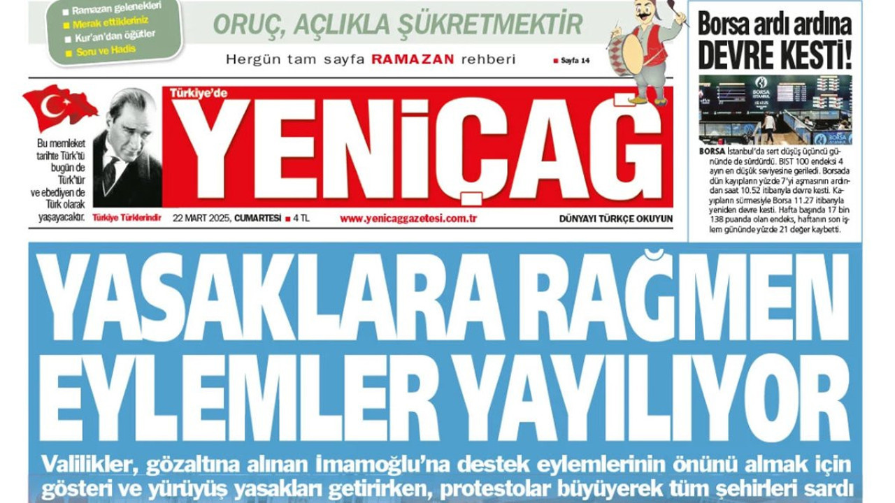 Yeniçağ Gazetesi: Yasaklara rağmen eylemler yayılıyor