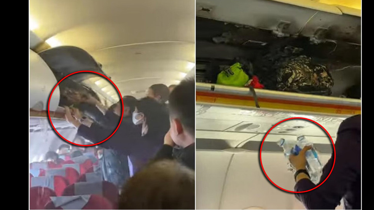 Havada panik! Yangını söndürmek için su şişelerini kullandılar