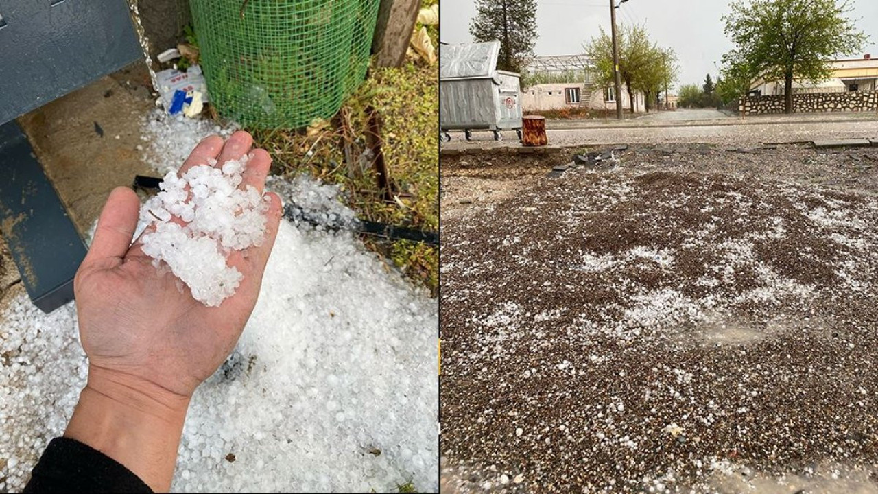 Samsat’ta fındık büyüklüğünde dolu yağdı