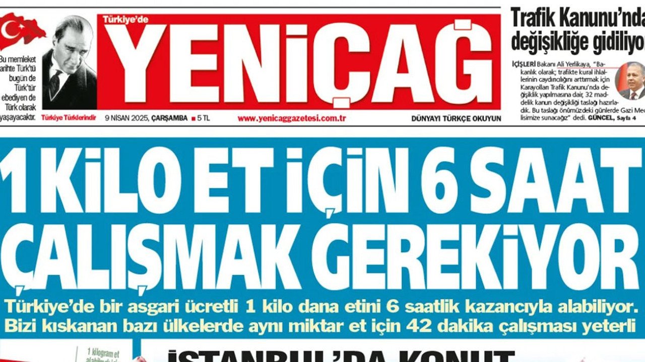 Yeniçağ Gazetesi: 1 kilo et için 6 saat çalışmak gerekiyor