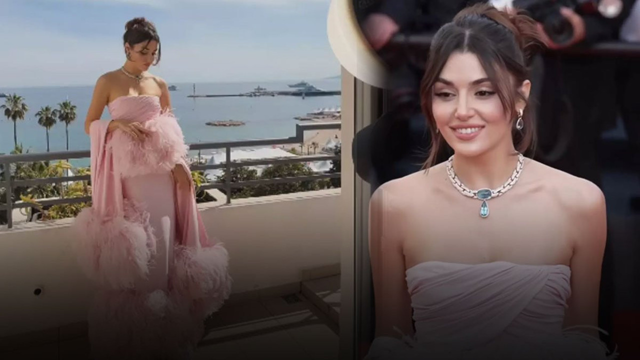 Cannes'da Hande Erçel rüzgarı! Elbisenin belden aşağısı olay oldu