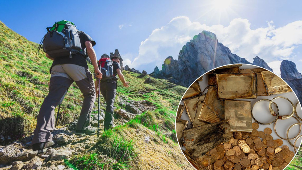 Kayalıklarda saklı hazine ortaya çıktı! Yürüyüş yaparken tesadüfen fark ettiler: Kutudan çil çil altın fışkırdı