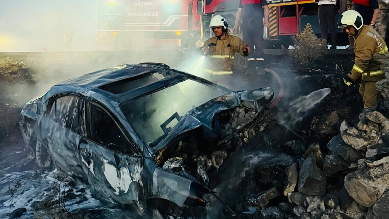 Kayaya çarpan otomobil küle döndü! Sürücü alevler içinde kaldı