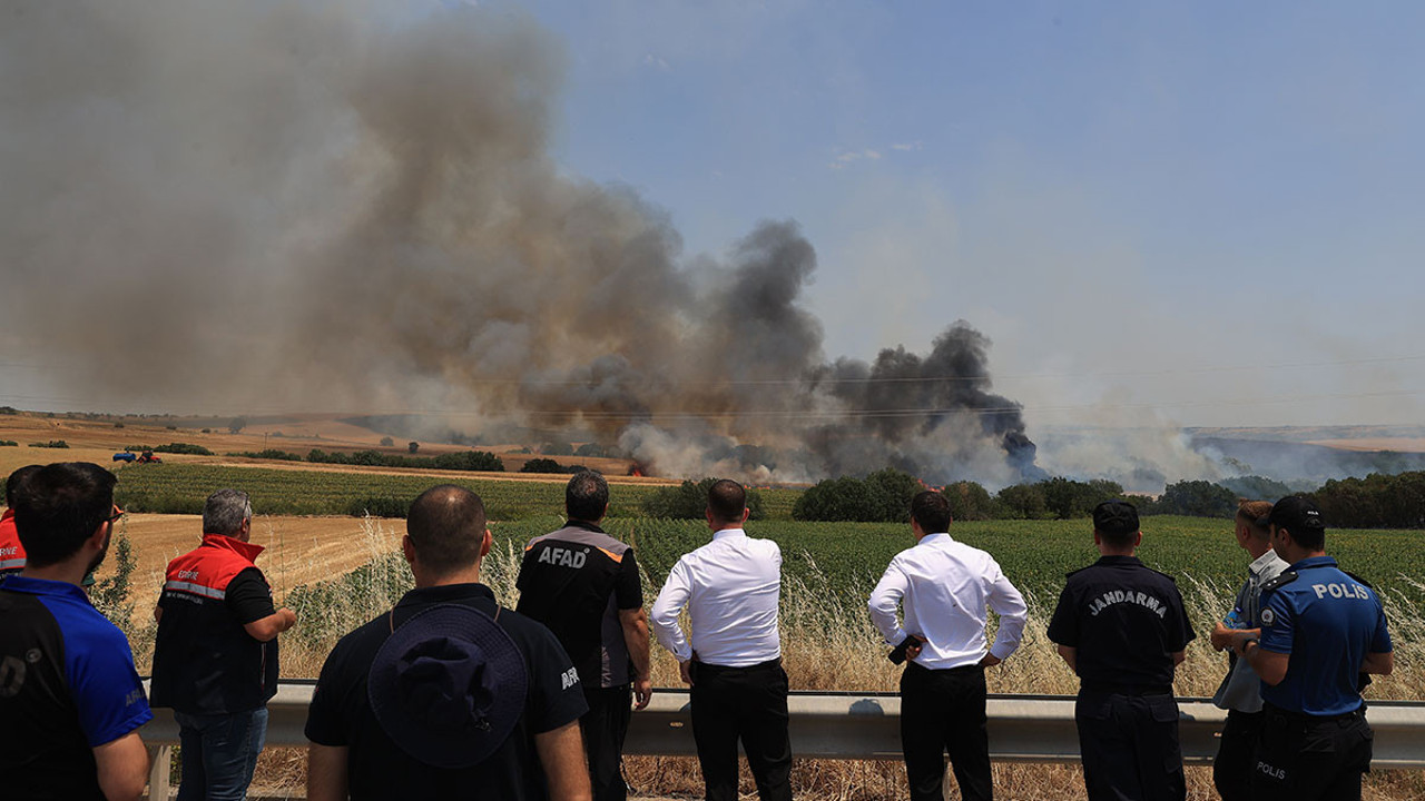 Edirne'de tarım arazisine sıçrayan yangın kontrol altına alındı