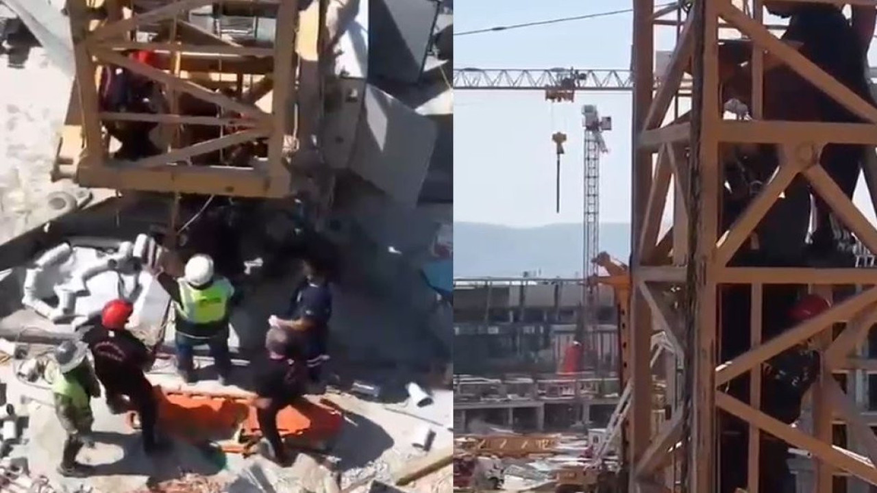 Kule vinçte korku dolu anlar! 30 metre yüksekte operasyon