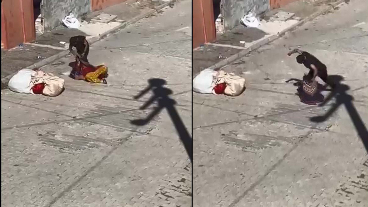 Eşini eşarpla boğmaya çalıştı! Sokak ortasında şiddet