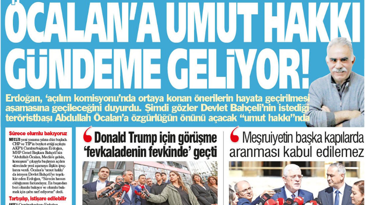 Yeniçağ Gazetesi: Öcalan’a umut hakkı gündeme geliyor!
