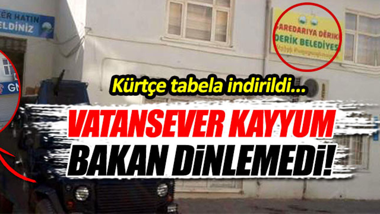 Derik'te Kürtçe tabela indirilip yerine Türk bayrağı asıldı