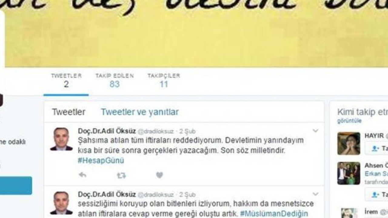 Adil Öksüz adına Twitter hesabı açıldı
