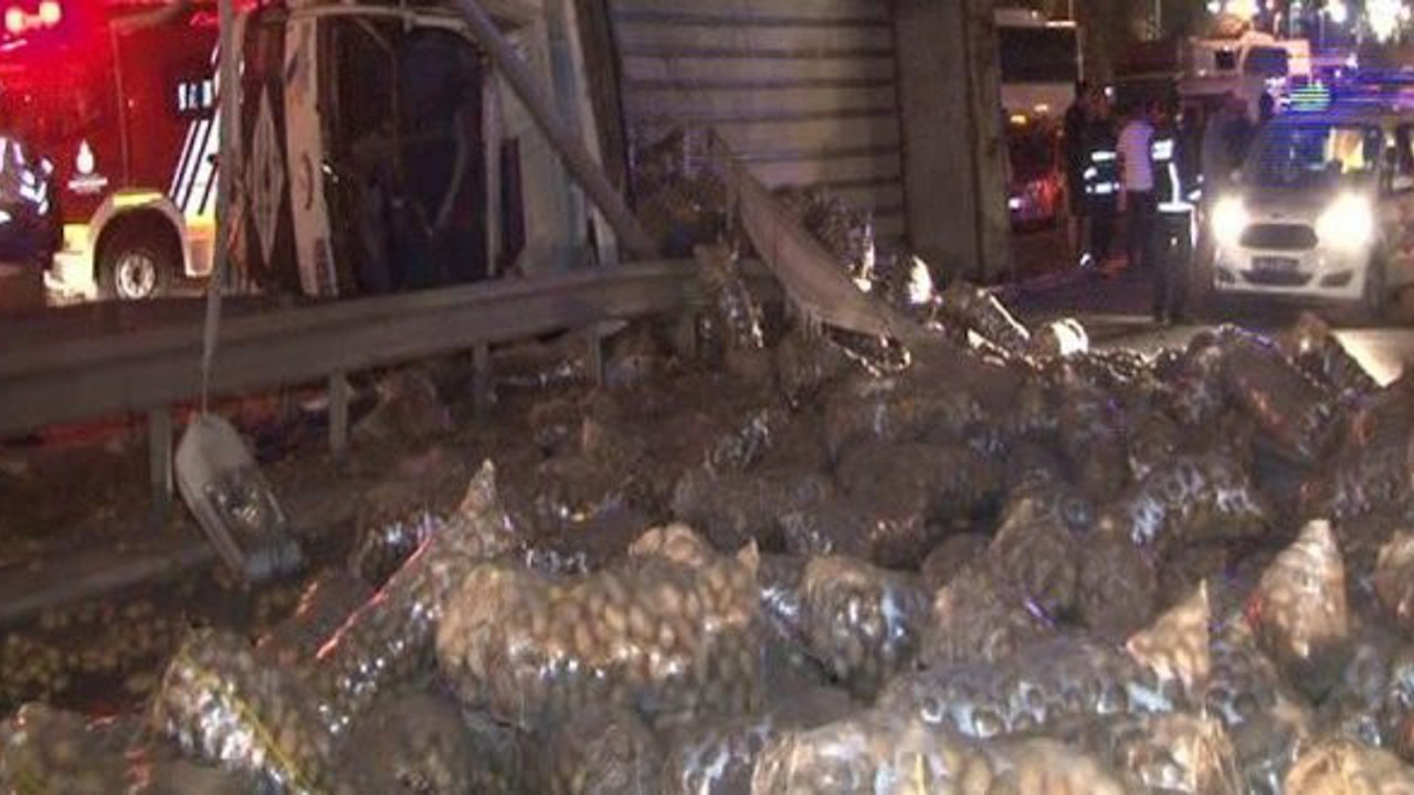 E-5 yolu patates tarlasına döndü, 2 yaralı