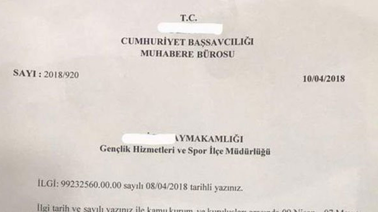 Turnuvada yenilen Cumhuriyet Başsavcılığı kimlere resmi yazı gönderdi?