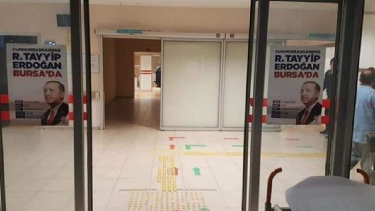 Devlet hastanesinde Erdoğan afişi