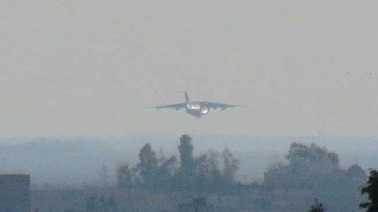 Kamışlı'ya inen Rus uçağı Nusaybin'den görüntülendi