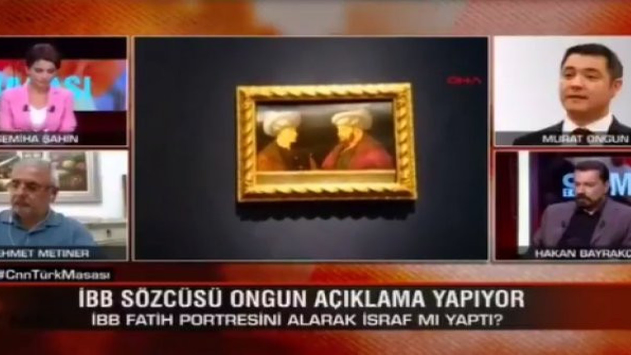 Fatih'in portresinin alınmasından rahatsız olan Mehmet Metiner, İBB sözcüsü yayına bağlanınca dondu kaldı