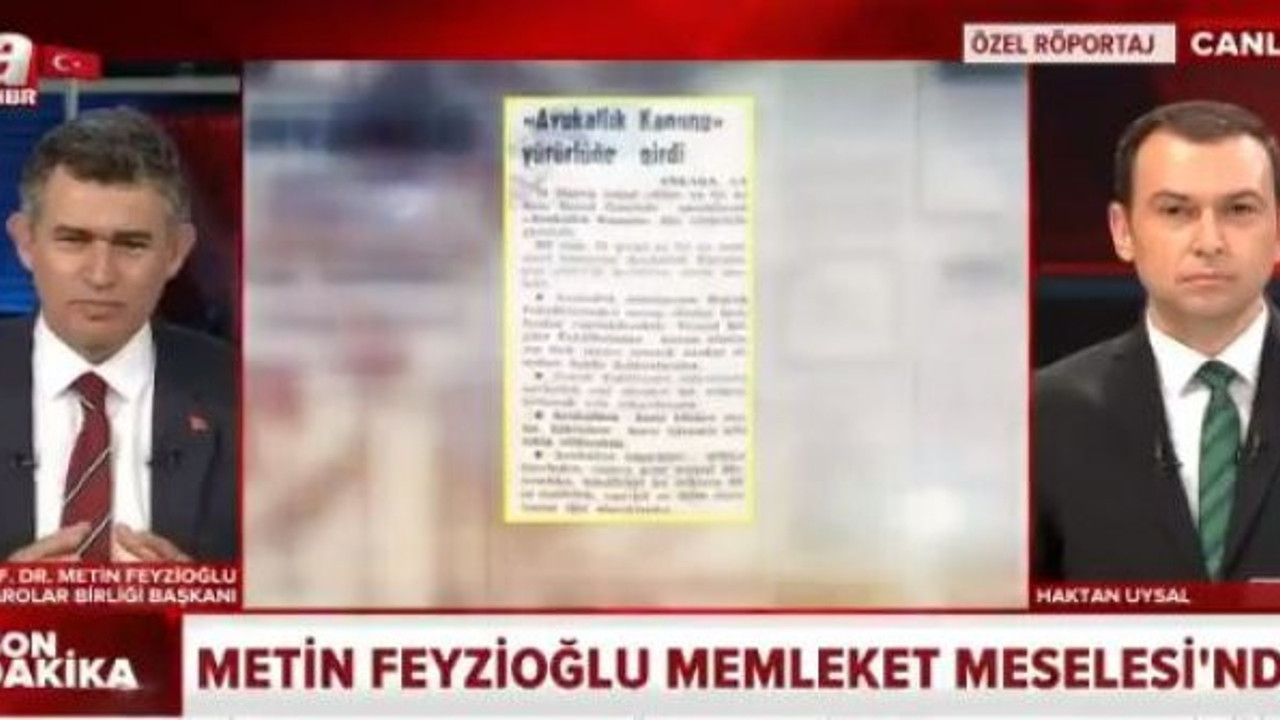 Metin Feyzioğlu'ndan A Haber'de 'çoklu baroya' destek açıklaması