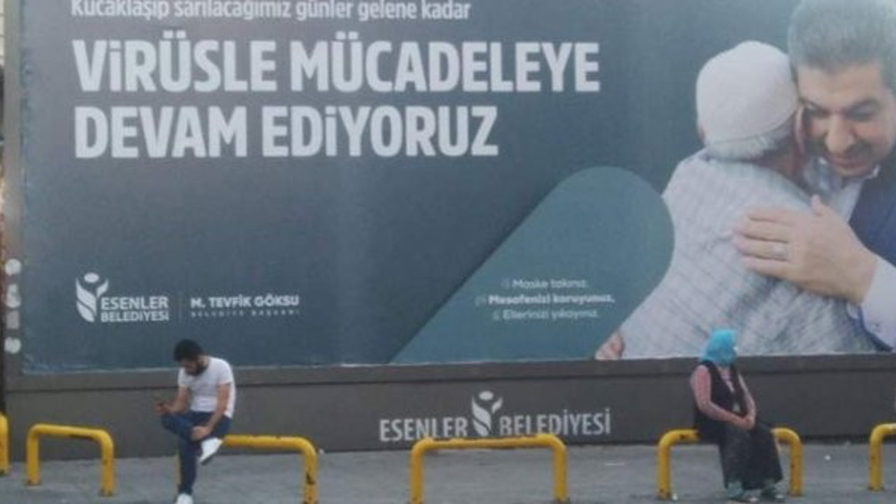 Esenler Belediyesi'nin korona virüs afişi tepki topladı