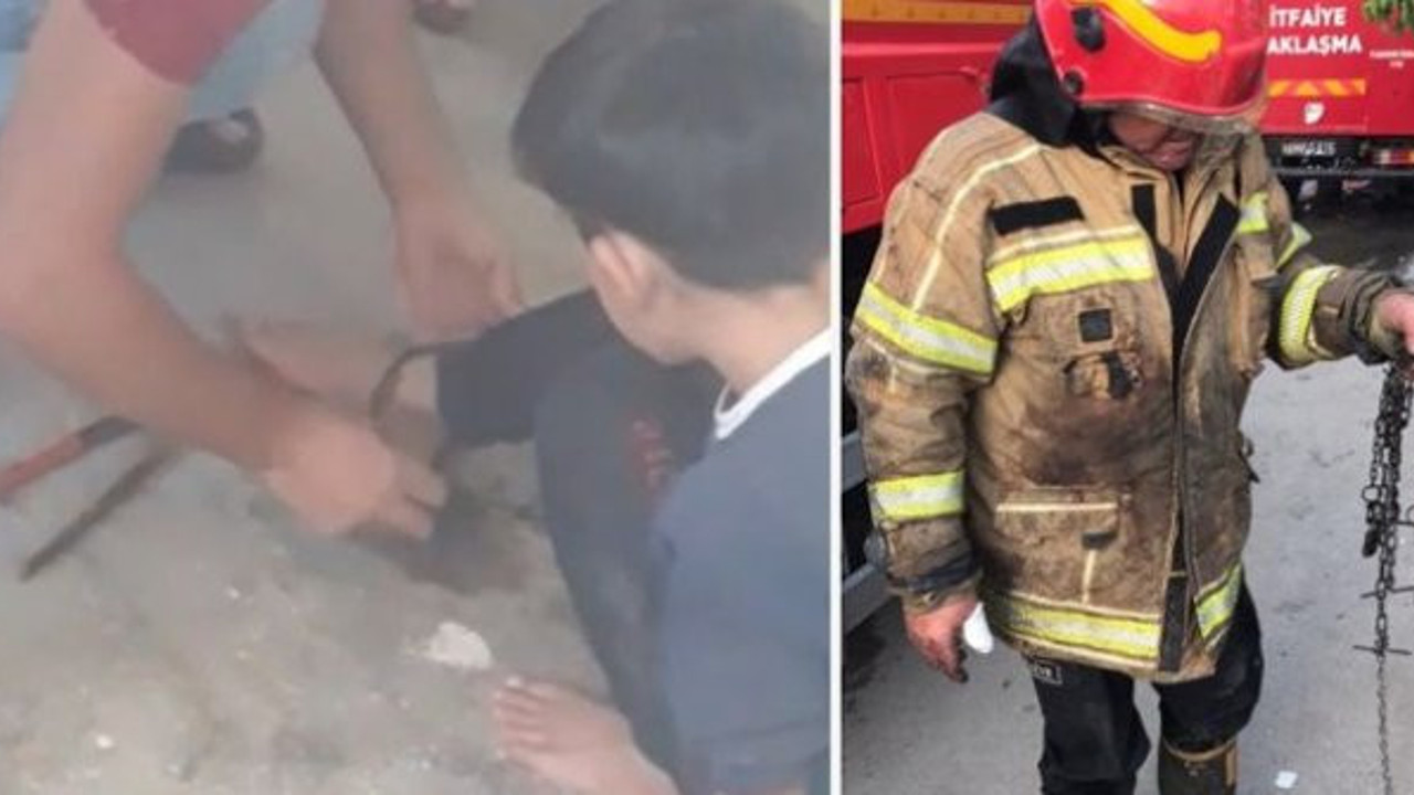 Babasının ayağından zincirlediği 11 yaşındaki çocuk son anda kurtarıldı