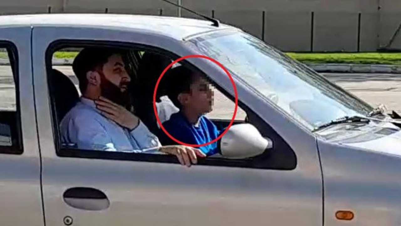 Babası seyretti 14 yaşındaki çocuk araba kullandı