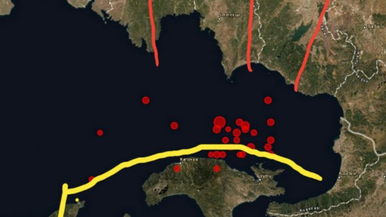 Prof. Dr. Şener Üşümezsoy deprem bölgesinde su altındaki son durumu açıkladı. Kırmızı noktalara dikkat
