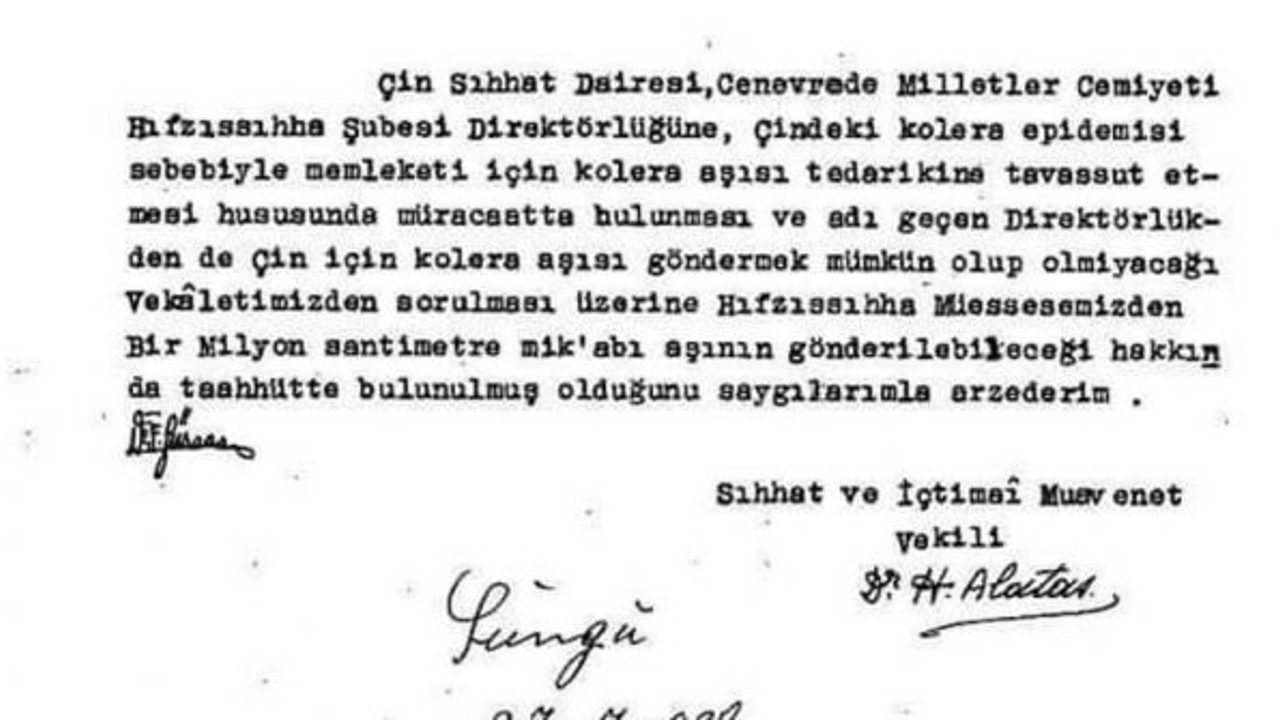 2011’de aşı üretim merkezi kapatılan Hıfzısıhha Atatürk ölmeden Çin’e karşılıksız 1 milyon aşı göndermişti