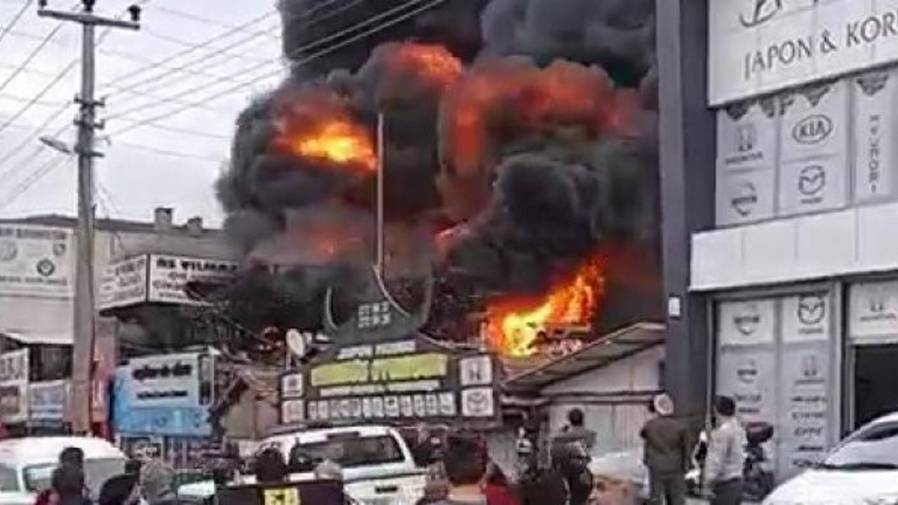 Oto lastikçi cayır cayır yandı