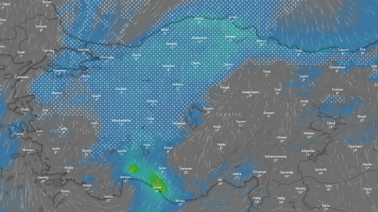 Kar İstanbul’un ardından Ankara’yı kuşatacak. Hızla ilerleyip saracak. Kar yağışı gün gün belli oldu!