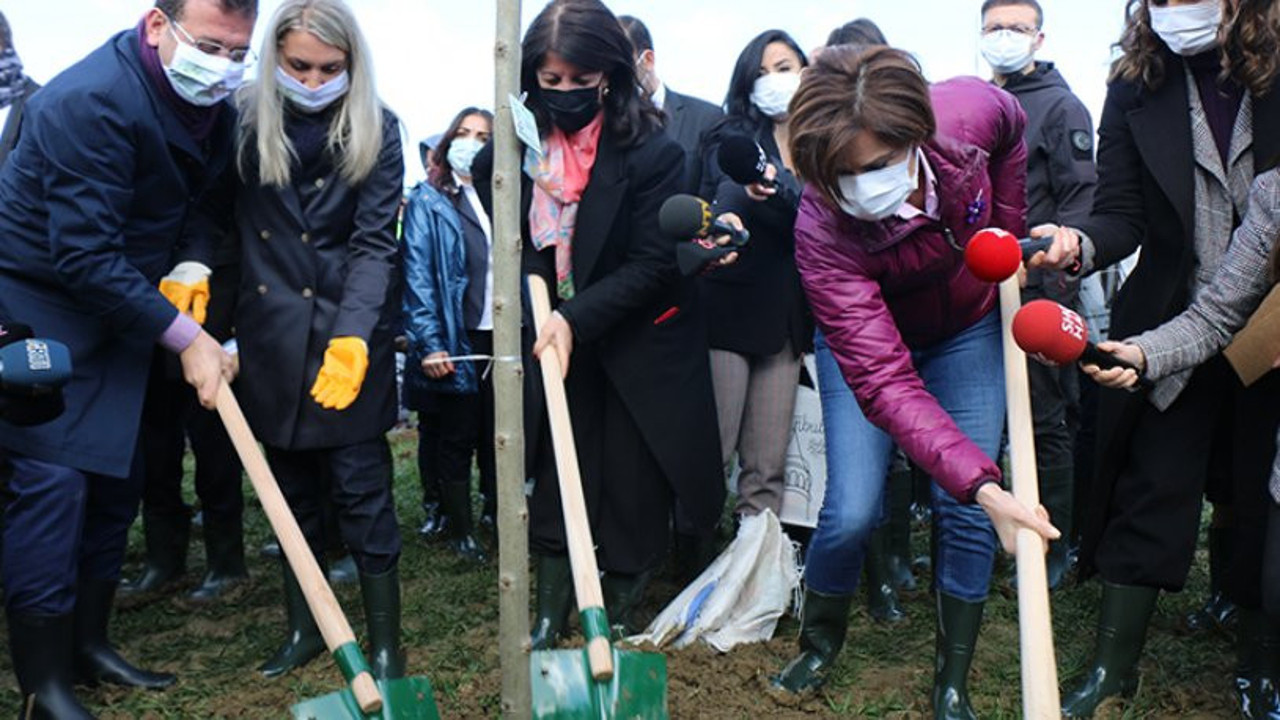 Ekrem İmamoğlu tarafını seçti. HDP’li Pervin Buldan’la birlikte ağaç dikti