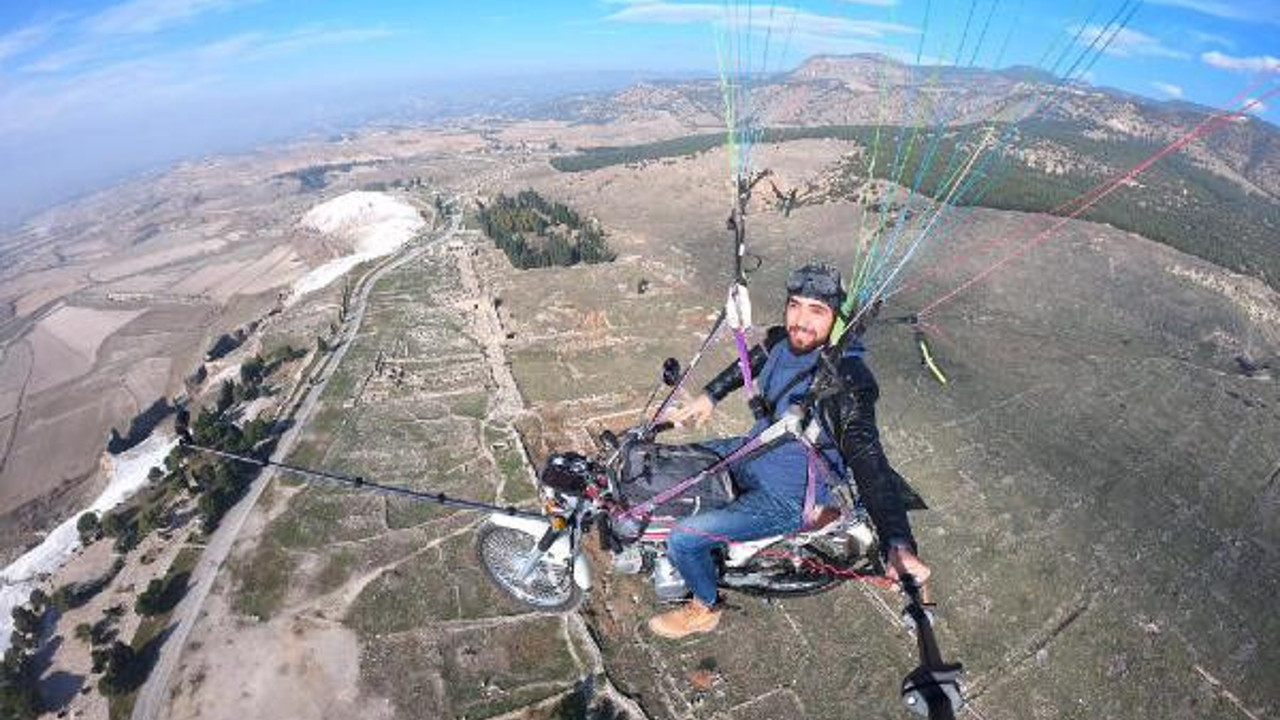 400 metre yüksekte motosikletle uçtu. Bir ilke imza attı