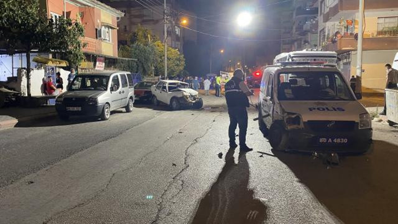 Osmaniye'de polisten kaçan saldırgan bir polis otosuyla 3 araca çarptı