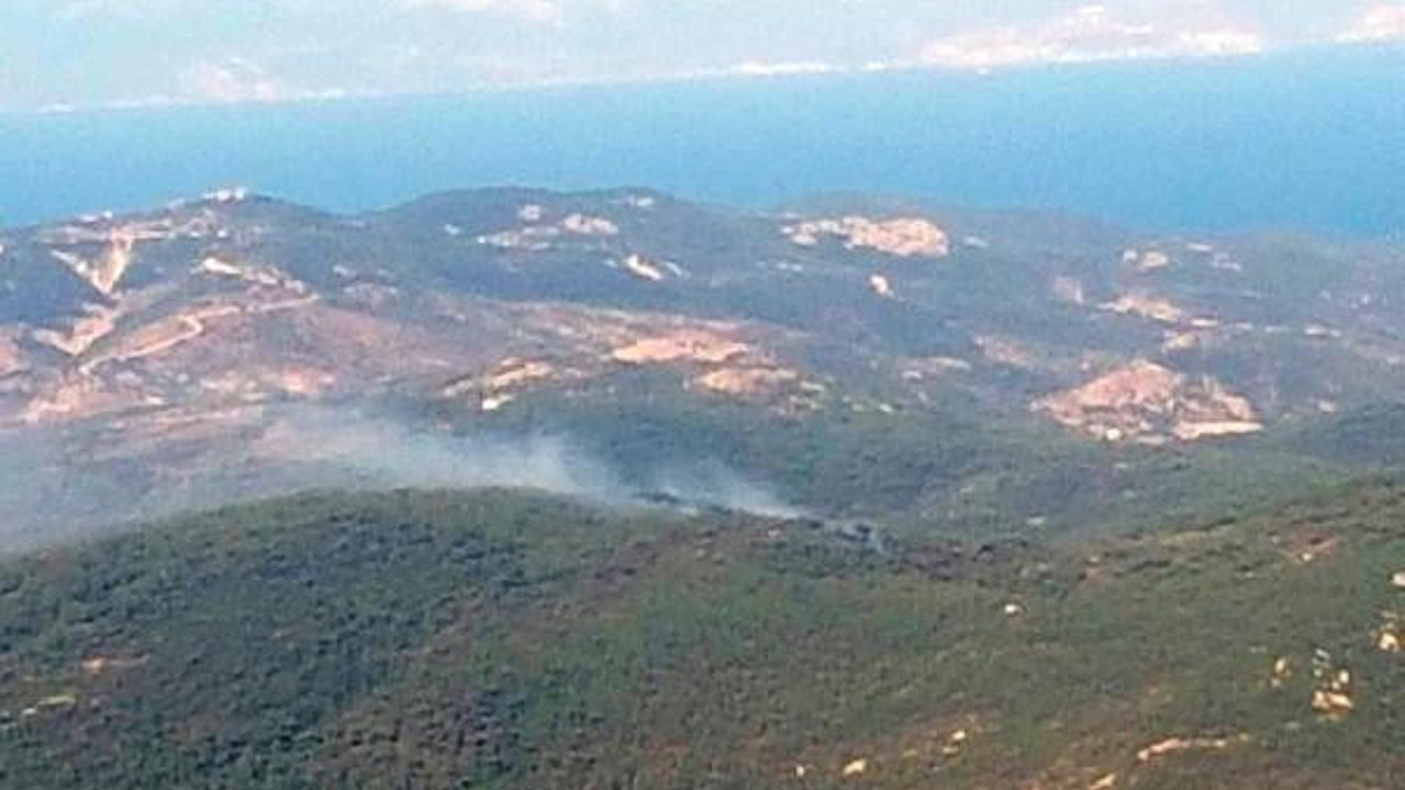 Foça'da orman ve makilik alanda yangını