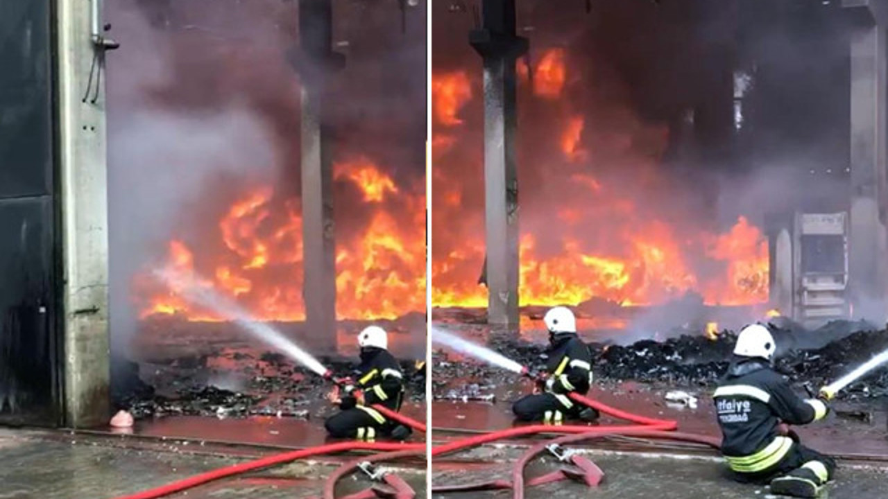 Tekirdağ’da, geri dönüşüm fabrikasında yangın