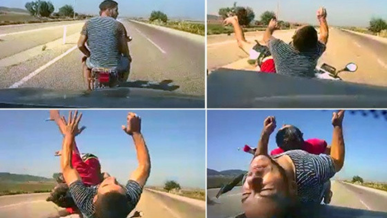 Göz göre göre önündeki motosiklete çarptı. Bir de kamera ile kaydetti