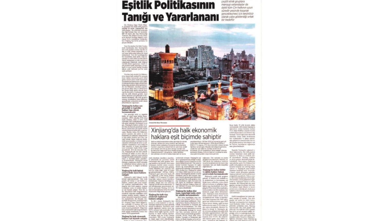 Milliyet Gazetesi'nde tam sayfa Çin propagandası