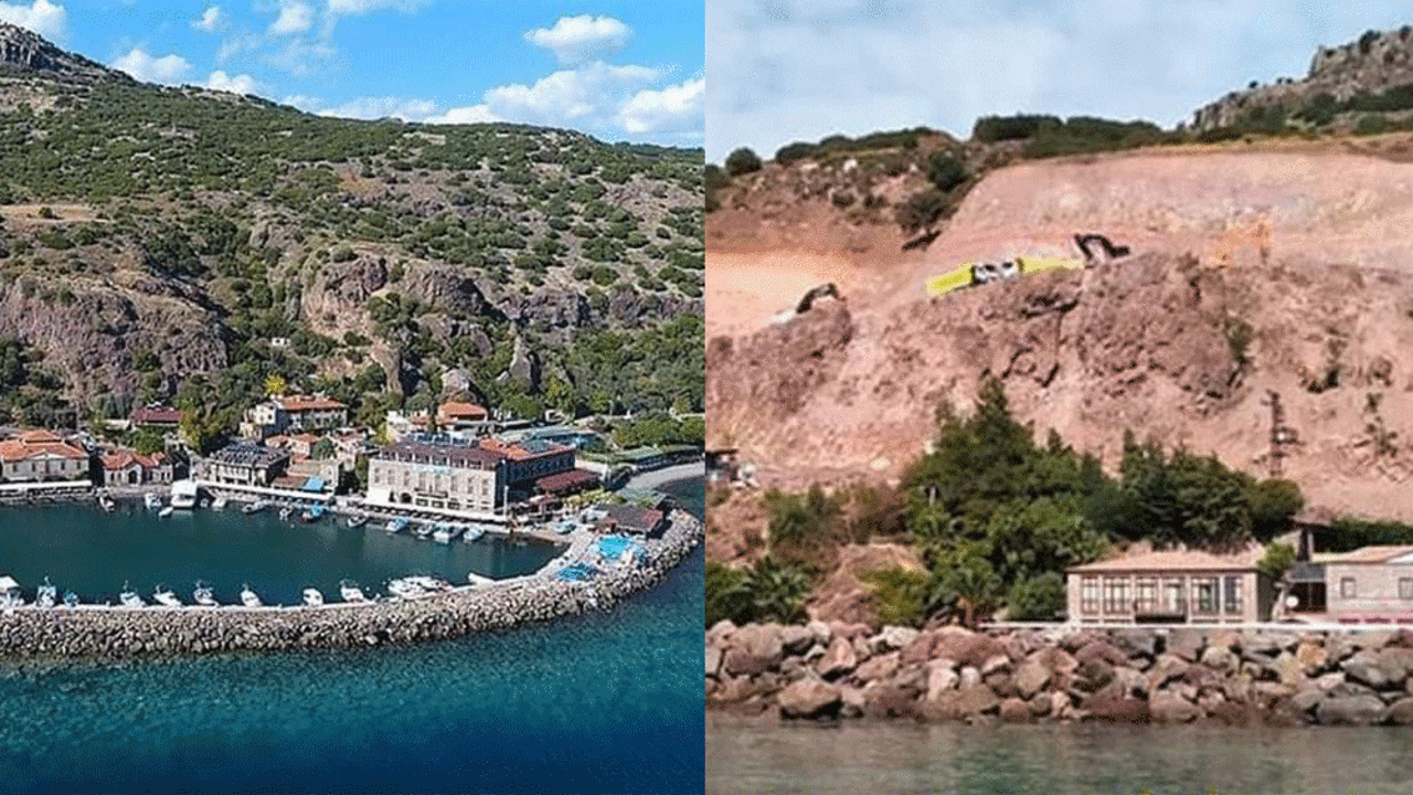 Akropolün limana bakan yamaçlarına dozer soktular