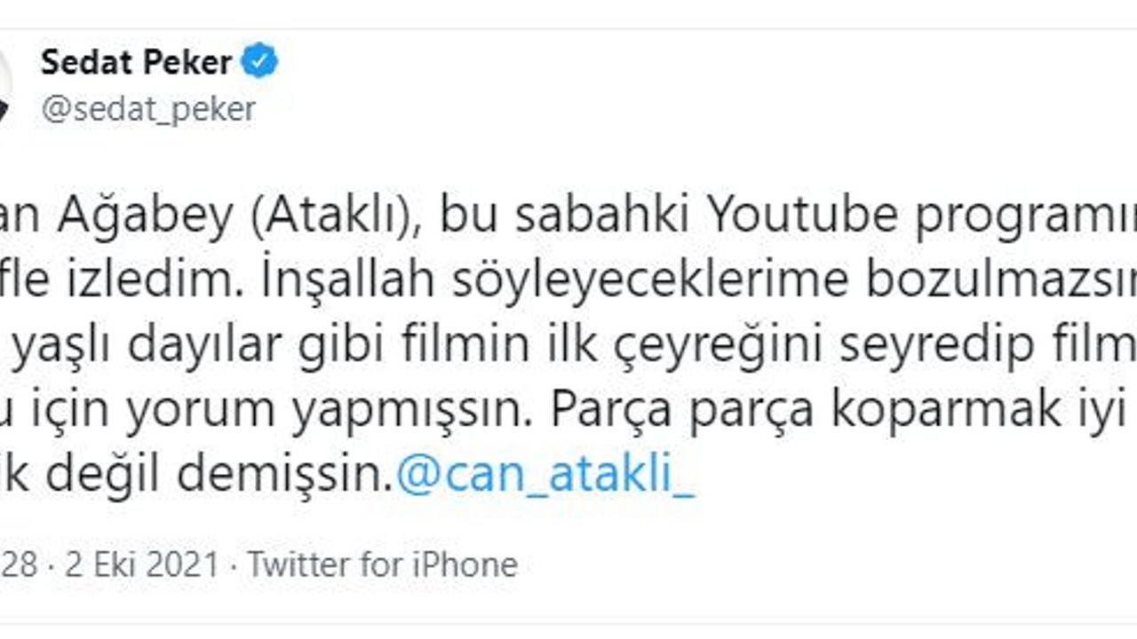 Peker'den Can Ataklı’ya ‘’Filmin sonunda mahcup olacaksın’’