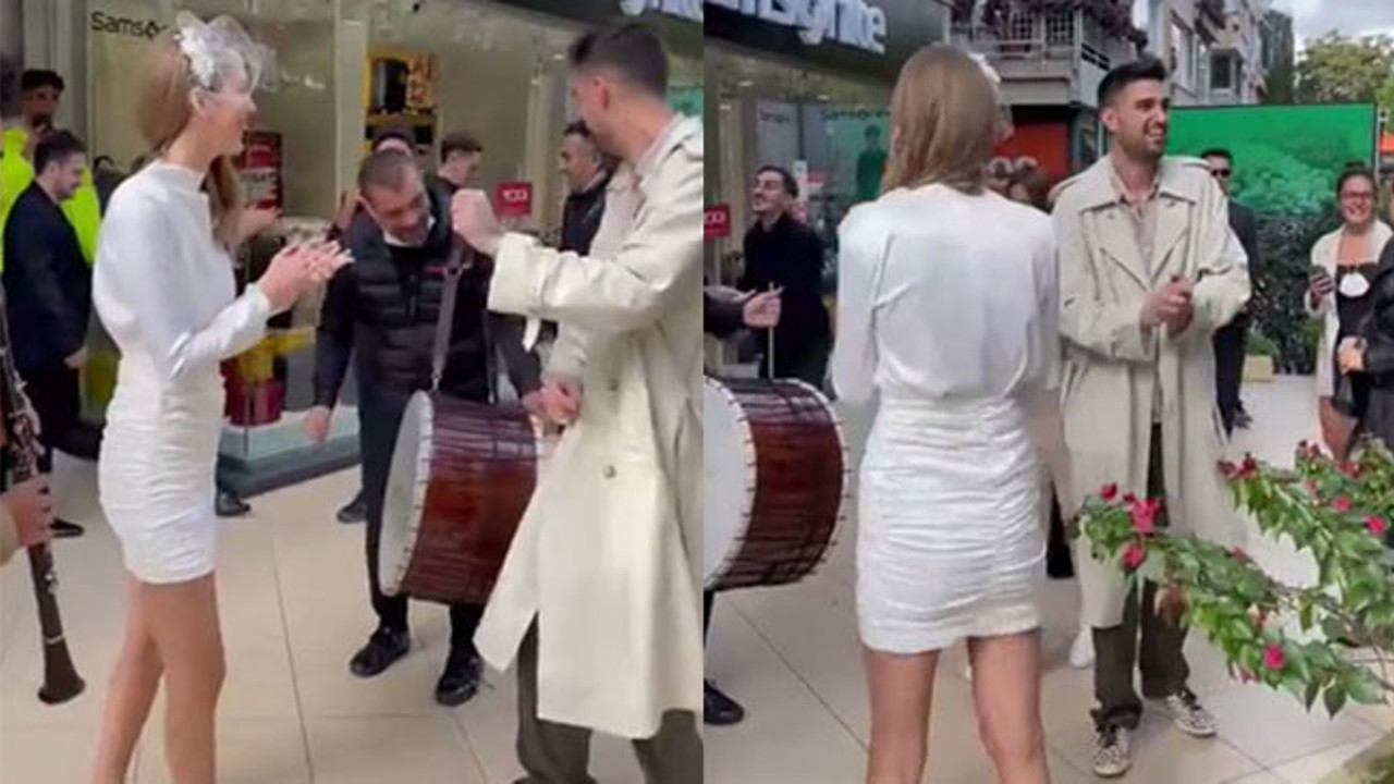 Bağdat Caddesi'nden davulla zurnayla gelin aldı