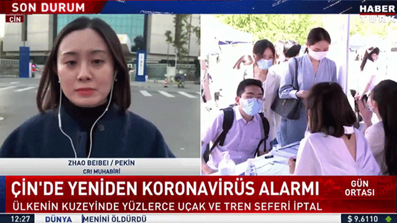 Çinli muhabir Çin'den Türkçe bildirdi. Canlı yayında korkutan gelişmeyi aktardı