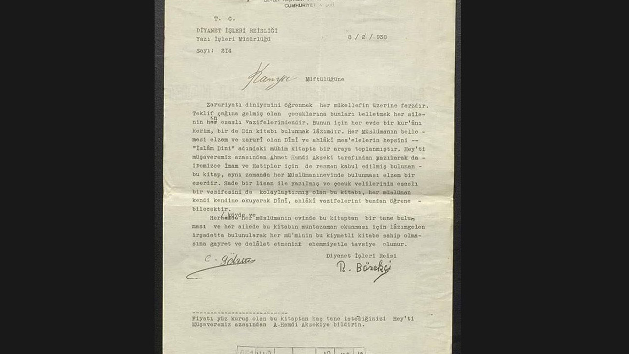 Atatürk’ün Kur’an’ı yasaklattığı büyük bir yalandır. Rıfat Börekçi imzasıyla her evde bir Kuran bulunmasını sağlanmasını emreden o belge. Diyanet İşleri Başkanı Ali Erbaş’ın iddiası böyle çöktü