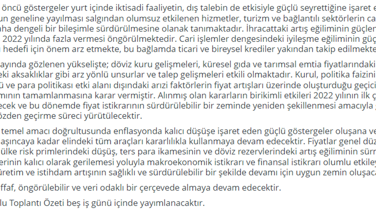 Merkez Bankası bir sonraki hamlesini açık açık yazdı. Metnin detayındaki bilgi deşifre oldu