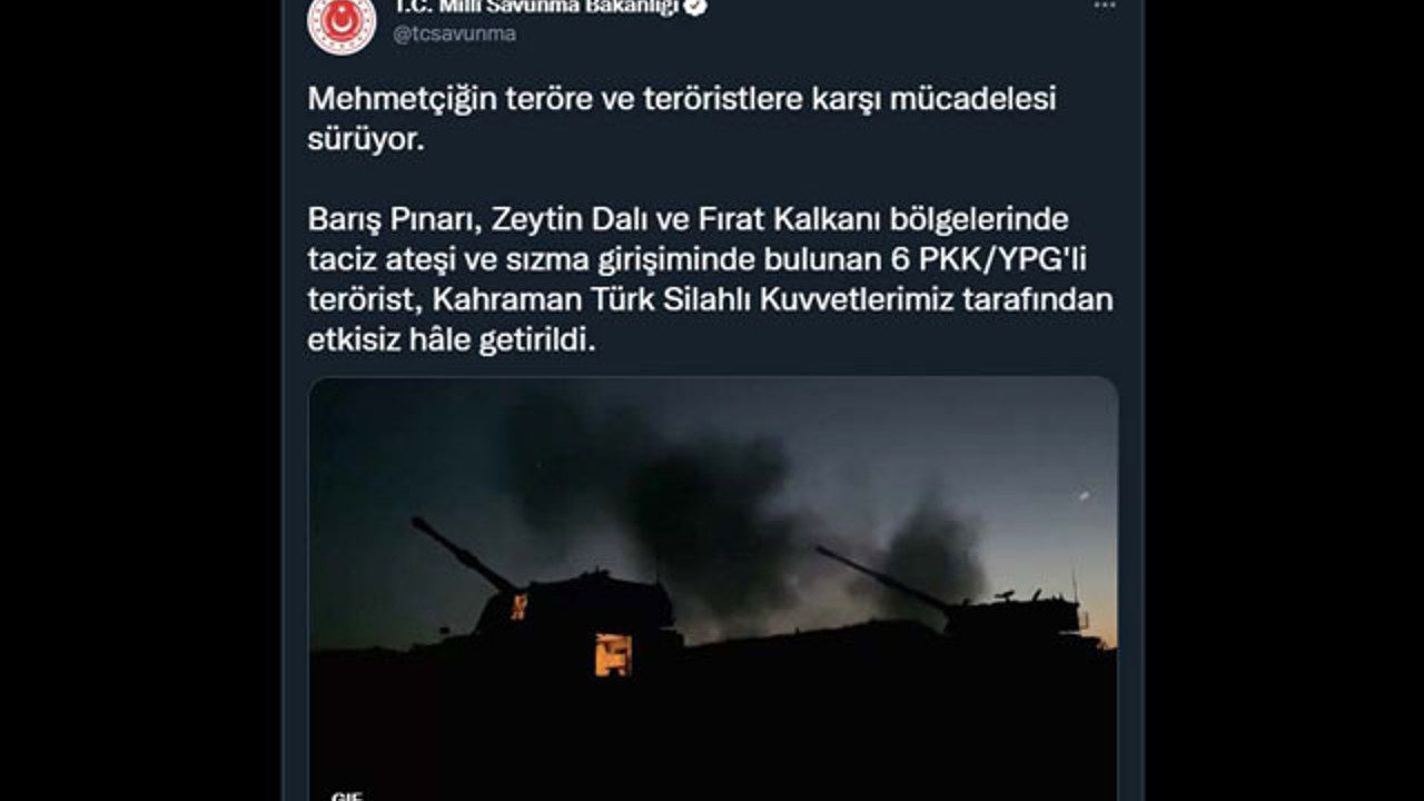 MSB: 6 PKK/YPG'li terörist etkisiz hale getirildi (02 Ocak 2022)