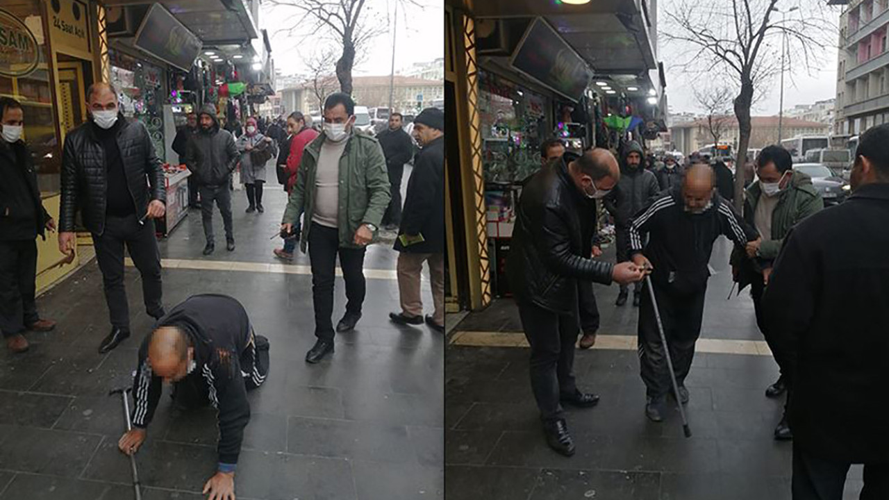 ‘Engelli’ dilenci zabıtayı görünce ayağa kalktı. Sürünme numarası tutmadı