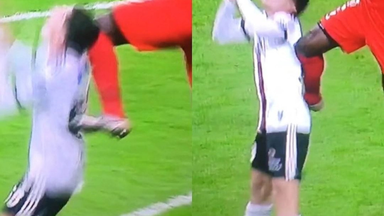 Antepli oyuncu merdiven çıkar gibi Emirhan’ın sırtına bindi! Hakem devam etti...