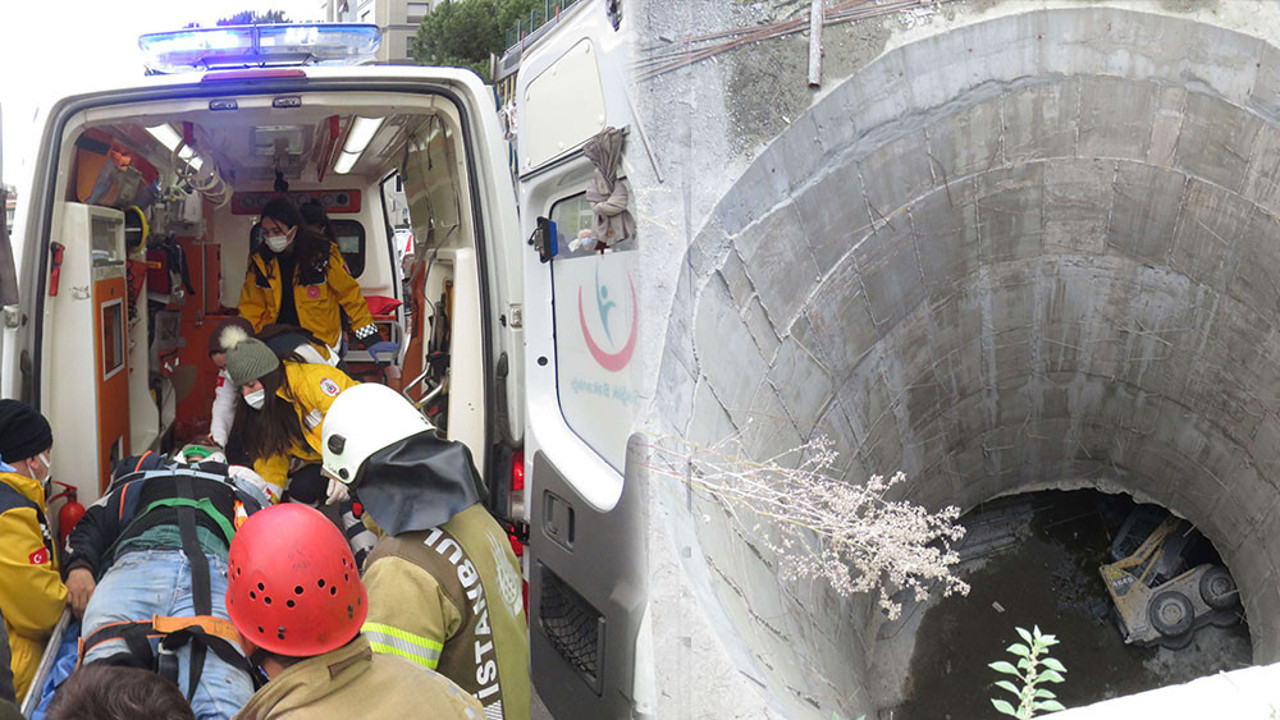 Metro inşaatında feci kaza! İş makinesiyle 25 metreden uçtu…