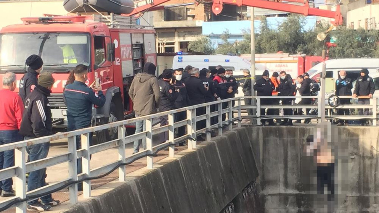 Nehirdeki ceset vinçle çıkartıldı