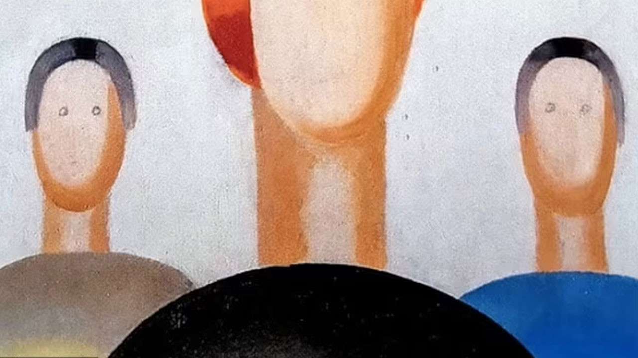 'Canı sıkılan' güvenlik görevlisi, 90 Yıllık esere kaş göz çizdi